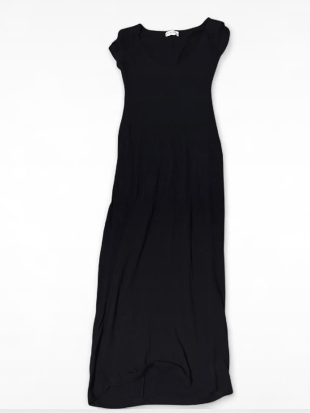 see you monday black v neck short sleeve midi dress